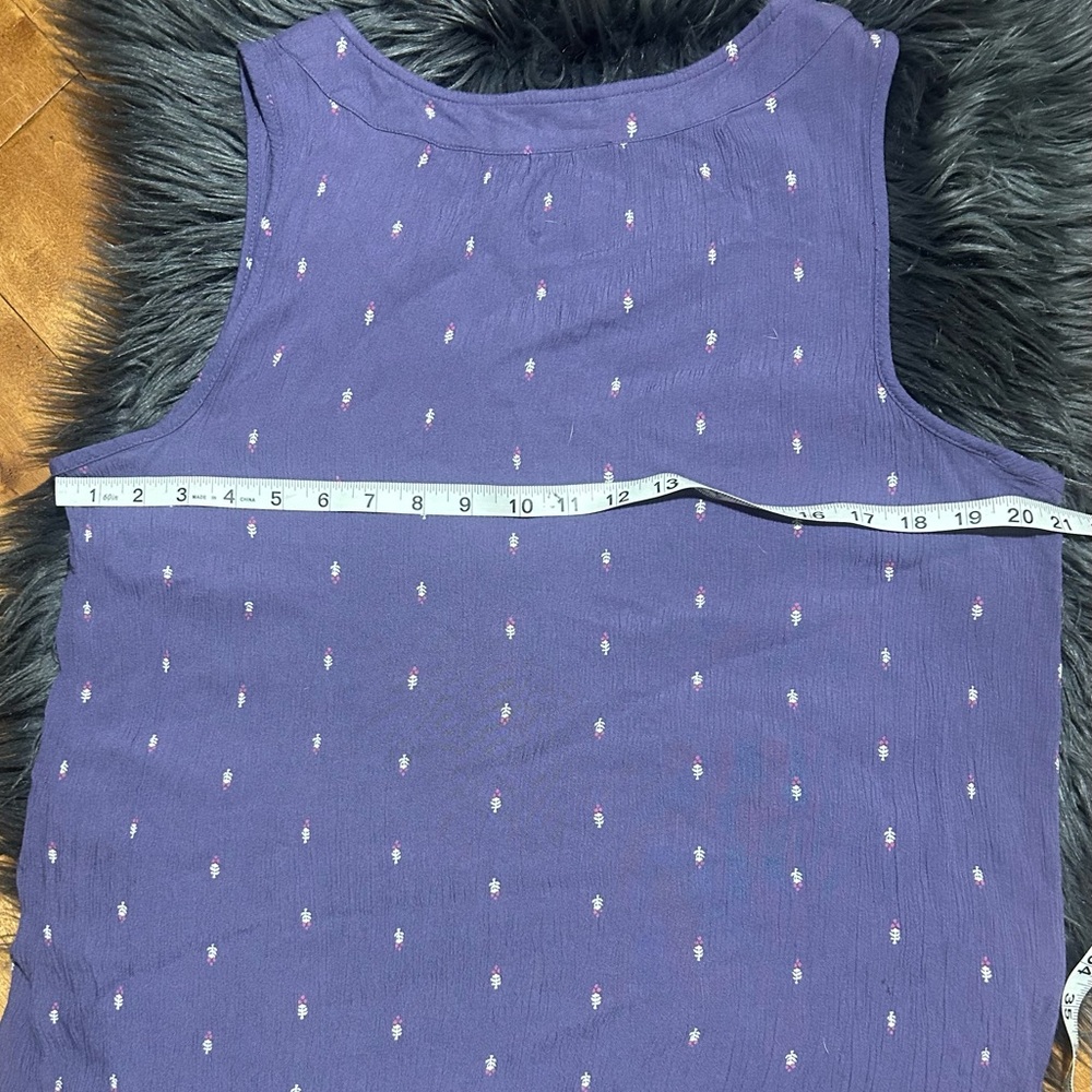 SONOMA V-Neck Tank Top Shirt Purple Mini Floral Size XL - Picture 5 of 5